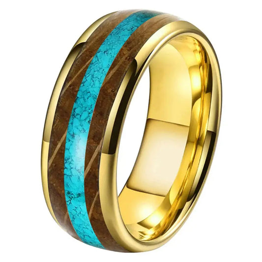 Whiskey Barrel Wood Ring - Gold / 8 - rings