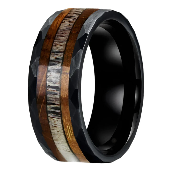 Wood Inlay Ring - Black Color 8mm / 6.5
